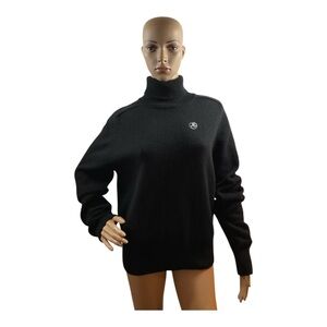 Richardson Men Turtleneck 100% Wool Sweater Black  Logo Size Medium